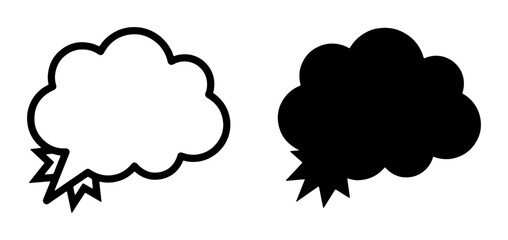 Fototapeta premium Speech Bubble Icons, Communication Cloud Shapes, Dialogue Boxes, Black and White Vector Graphics for Comics and Messaging