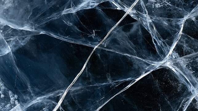 Abstract ice texture with cracks on a dark background
