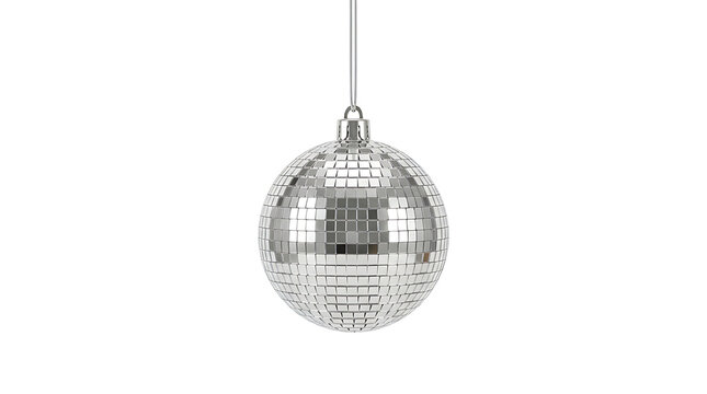 Silver Disco Ball Isolated on White Background