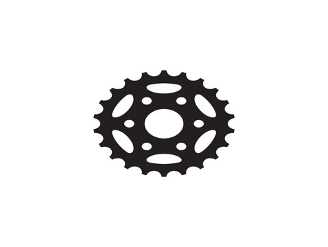 Black bicycle sprocket gear icon isolated on a white background