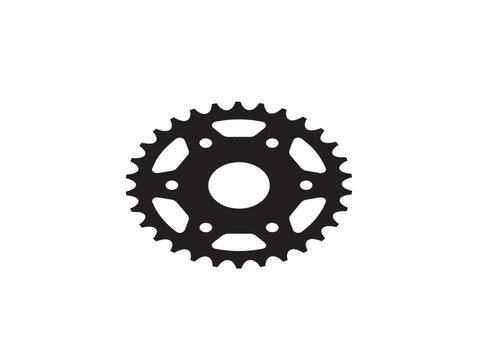 Black bicycle sprocket gear silhouette icon isolated on a white background