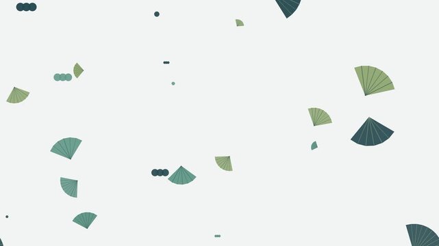 Animated rainbow-hued oriental fan motion background seamless loop