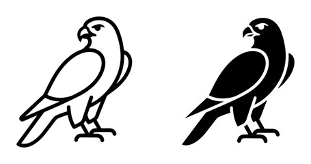 Fototapeta premium Vector Falcon Icons, Bird Silhouette, Raptor Emblem, Wildlife Graphics, Minimalist Animal Art, Black and White