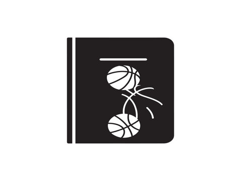 Basketball playbook icon showing a bouncing ball on a notebook cover