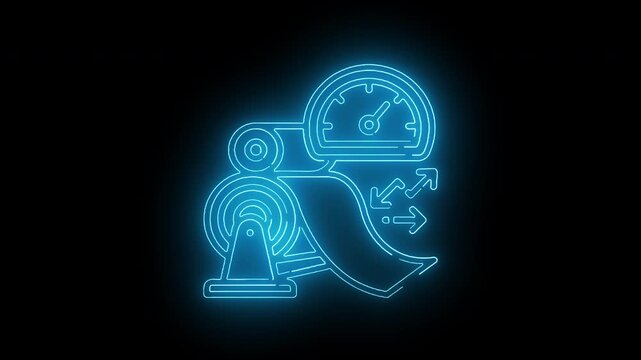 Neon Blue Industrial Machine Speed Gauge Pressure Monitoring and Equipment Performance Motion Graphic