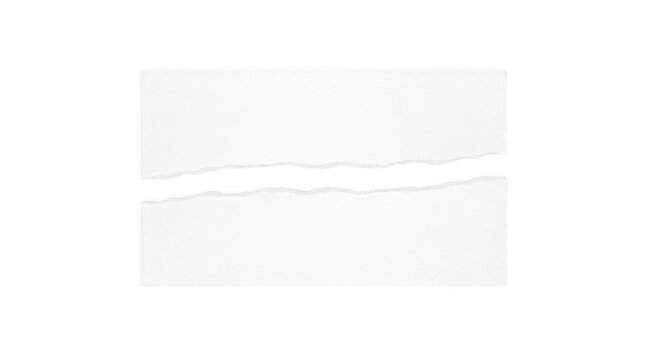Two torn white paper pieces isolated on transparent background