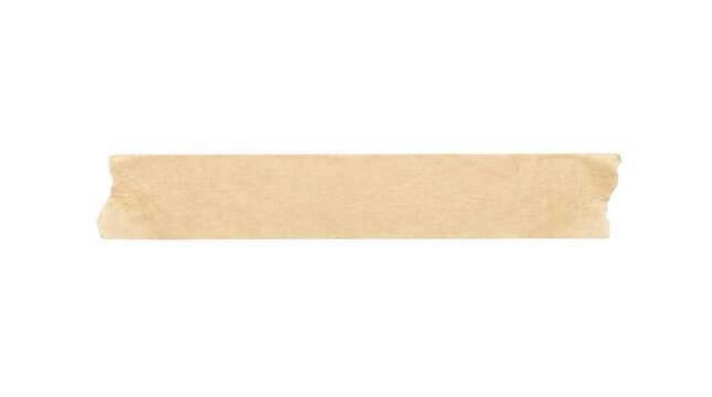Brown adhesive kraft masking tape strip isolated on transparent background