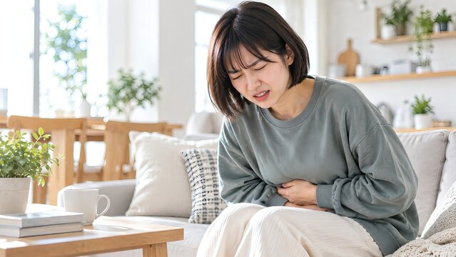 腹痛に苦しむアジア人女性02