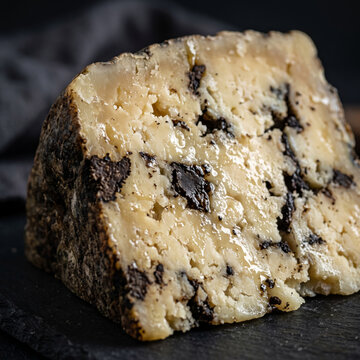 Close Up Macro Of Rustic Blue Veined Cheese Chunk