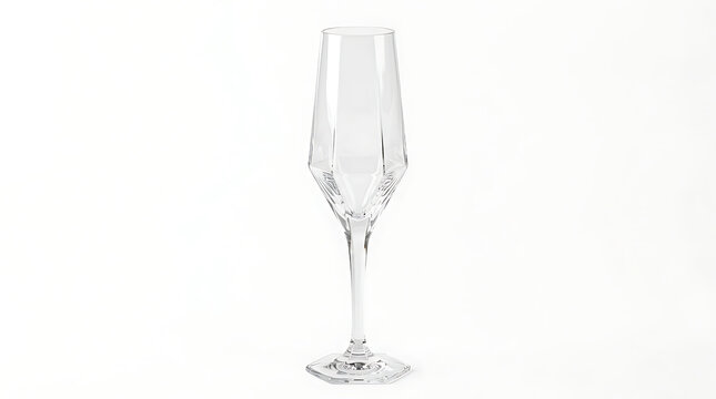 Elegant Modern Champagne Flute with Faceted Design on White