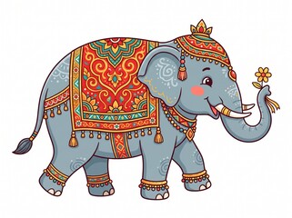 Obraz premium Decorated Thai Elephant Vector Illustration