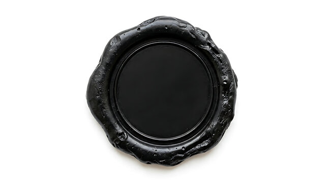 Black Wax Seal Isolated on White Background