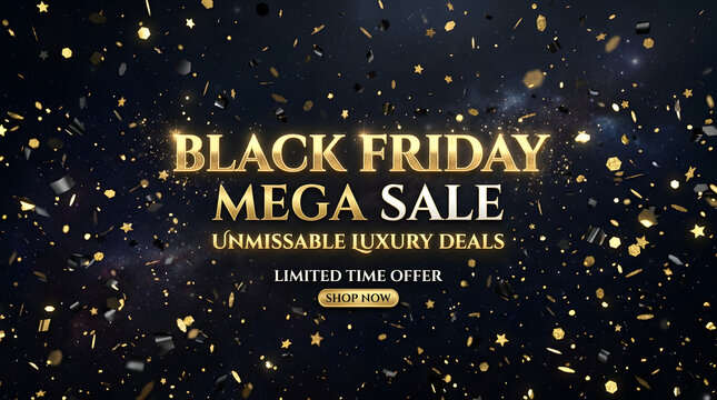 Shopping Bag with Glowing Gold Sale Tag Black Friday Promotion Background