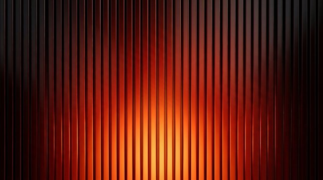 Vertical ribbed metal surface with warm orange gradient lighting