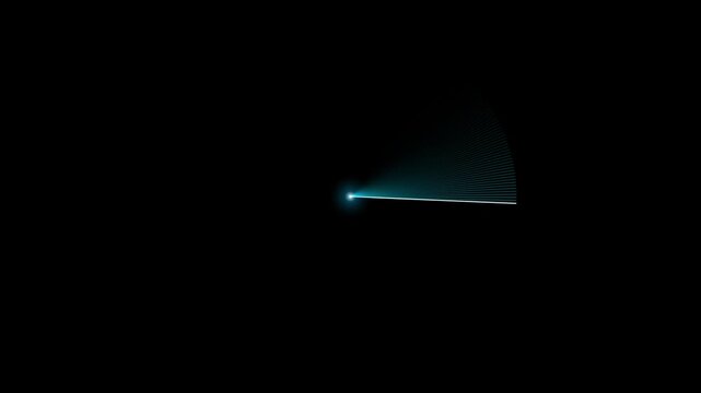 Digital sonar scanner interface rotating clockwise light beam emitting waves across dark black background motion.