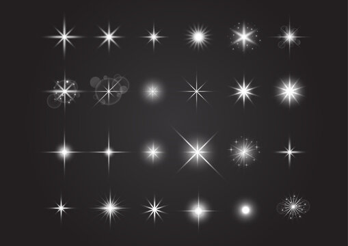 Sparkle asset vector. Bright shine star glint flash flare burst light glowing starburst glitter blink burst glow sparkle element effect decoration background icon concept.