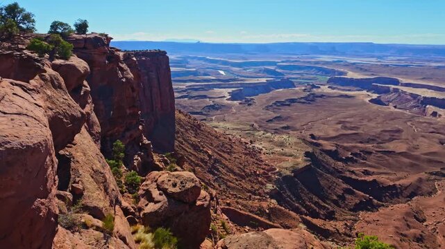 Panoramic sunset view across desert canyons from Murphy Point