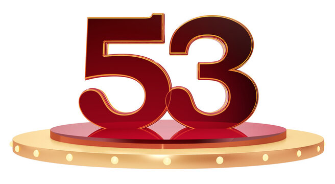 Elegant 3D Number 53 Display on Modern Podium