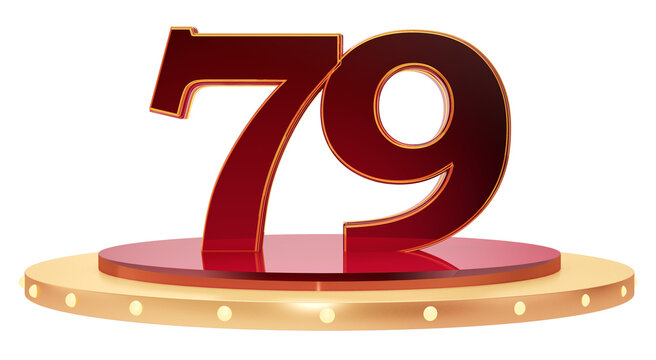 Elegant 3D Number 79 Display on Modern Podium