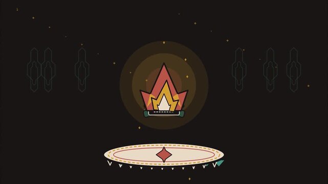 Indigenous peoples' day ceremonial fire symbol and people silhouette pattern stylized flat illustration for cultural awareness event branding and social media