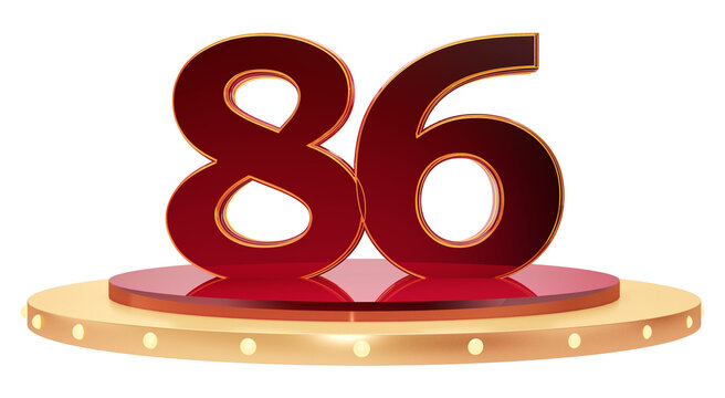 Elegant 3D Number 86 Display on Modern Podium