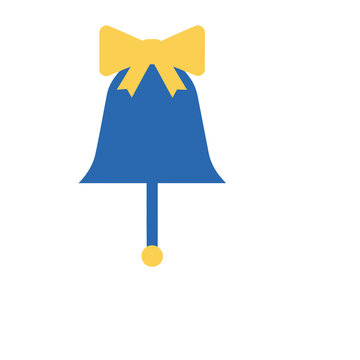 Blue bell with yellow bow and clapper
