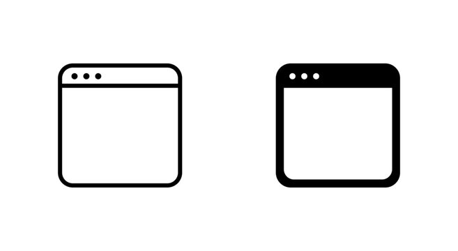 Browser window icon set. Web browser symbols for internet, websites, software interfaces and digital technology