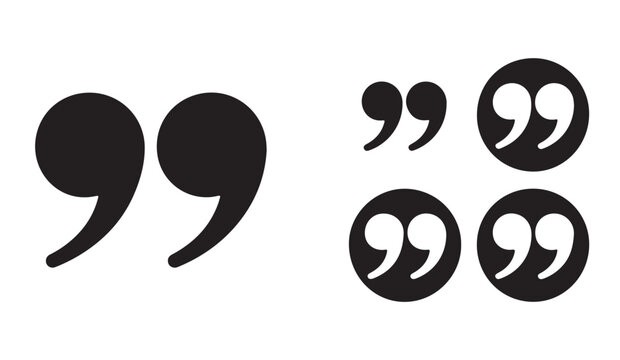 Inverted double comma quote icon variations in circle badges for clean editorial layout highlighting.