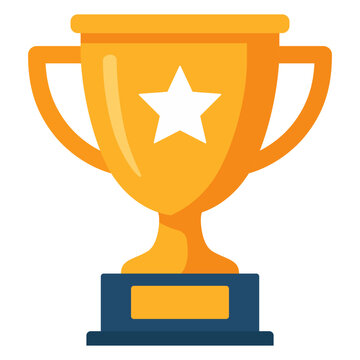 Golden winner trophy cup star award achievement icon flat vector illustration