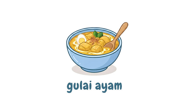 indonesian gulai ayam food vector illustration