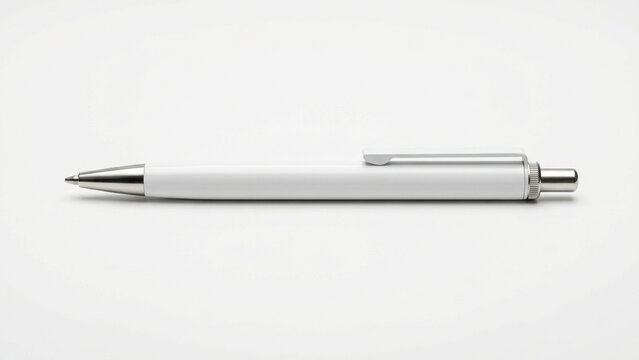 A sleek writing instrument rests horizontally featuring metallic tips and a convenient clip for pocket storage during business meetings and academic note taking sessions every single day. pen
