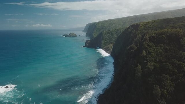 Aerial view of the coast of the Hawaiian Big Island