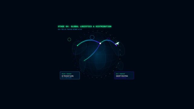 Digital Global Logistics and Supply Chain Network Tracking Visualization with Smart Data Routing