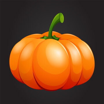 Halloween pumpkin vector asset. Plain orange jack o lantern monster ghost creepy scary face autumn harvest celebration holiday element icon illustration concept.