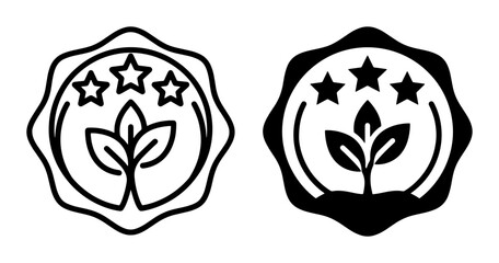 Fototapeta premium Quality Assurance Badges, Three Star Rating Seals, Organic Growth Icons, Premium Certification Emblems, Vector Graphics Set