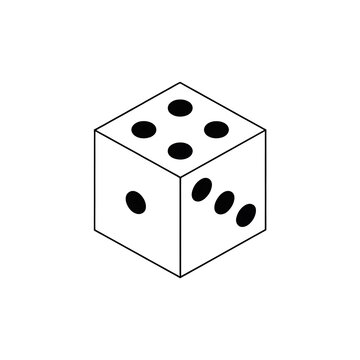 White dice with six black dots showing number eight