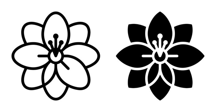 Elegant Flower Icons, Delicate Botanical Vector Graphics, Simple Floral Line Art and Silhouette Designs, Nature Element Symbols