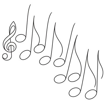 Simple musical notes in treble clef illustration