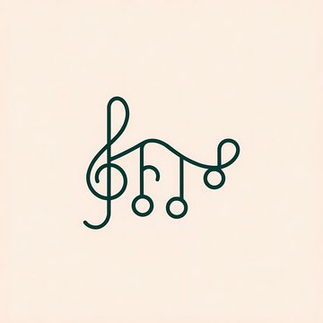 Green treble clef music symbol with notes illustration