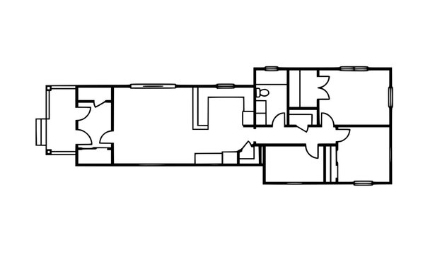Modern Farmhouse Floor Plan Line Icon with Simple Room Layout Vector Illustration