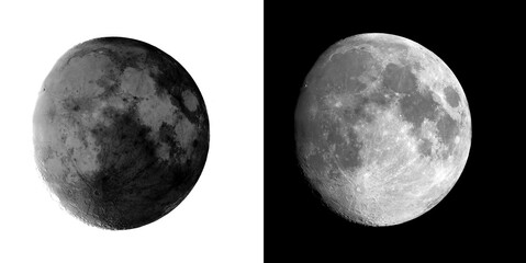 Full moon circular high resolution lunar surface texture featuring crater details isolated on transparent background for space projects. © Pure Pixels (PNG)