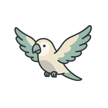 Cartoon bird with wings spread, isolated on transparent background