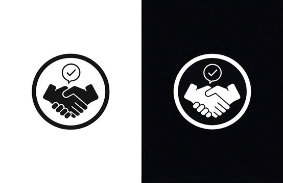 Handshake agreement icons with checkmark confirmation