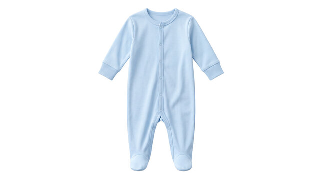 Light blue long sleeve baby romper with snap buttons and footed design offers cozy comfort for infant sleepwear and daily lounging.