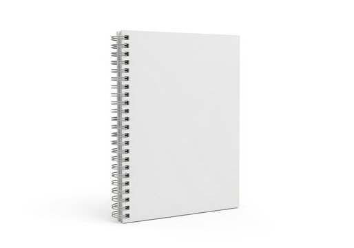 Blank Spiral Notebook: A clean, crisp spiral-bound notebook with an empty white cover, perfect for jotting down ideas, notes, or sketches.
