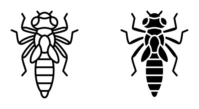 Insect Vector Icons, Dragonfly Silhouette Graphics, Simple Bug Line Art, Nature Element Symbols, Entomology Illustration Set
