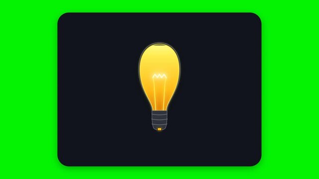 Premium creativity UI showing a glass light bulb filling with luminous liquid. The fluid activates a physical filament before achieving a fully illuminated state.