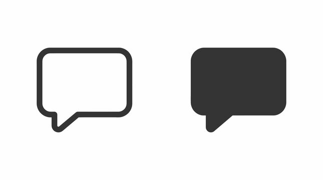 Speech bubble and chat message icon set in outline and filled styles for communication design