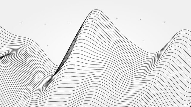 Abstract wave lines pattern background with futuristic digital landscape topographic contour map texture in monochrome