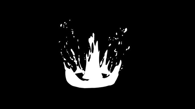 2D liquid splash explosion, flash flow cartoon FX, water bubbles hand drawn effect, fluid drip bursts, splash elements shining on black screen background.